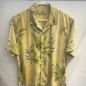 Tommy Bahama Beige and Green Leaf Print Shirt